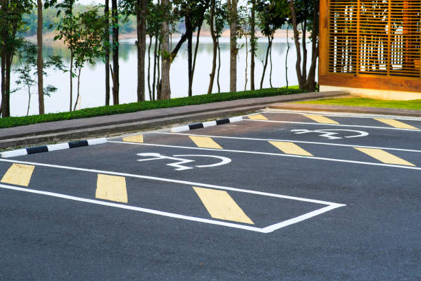 Handicapped parking spaces in the parking lot